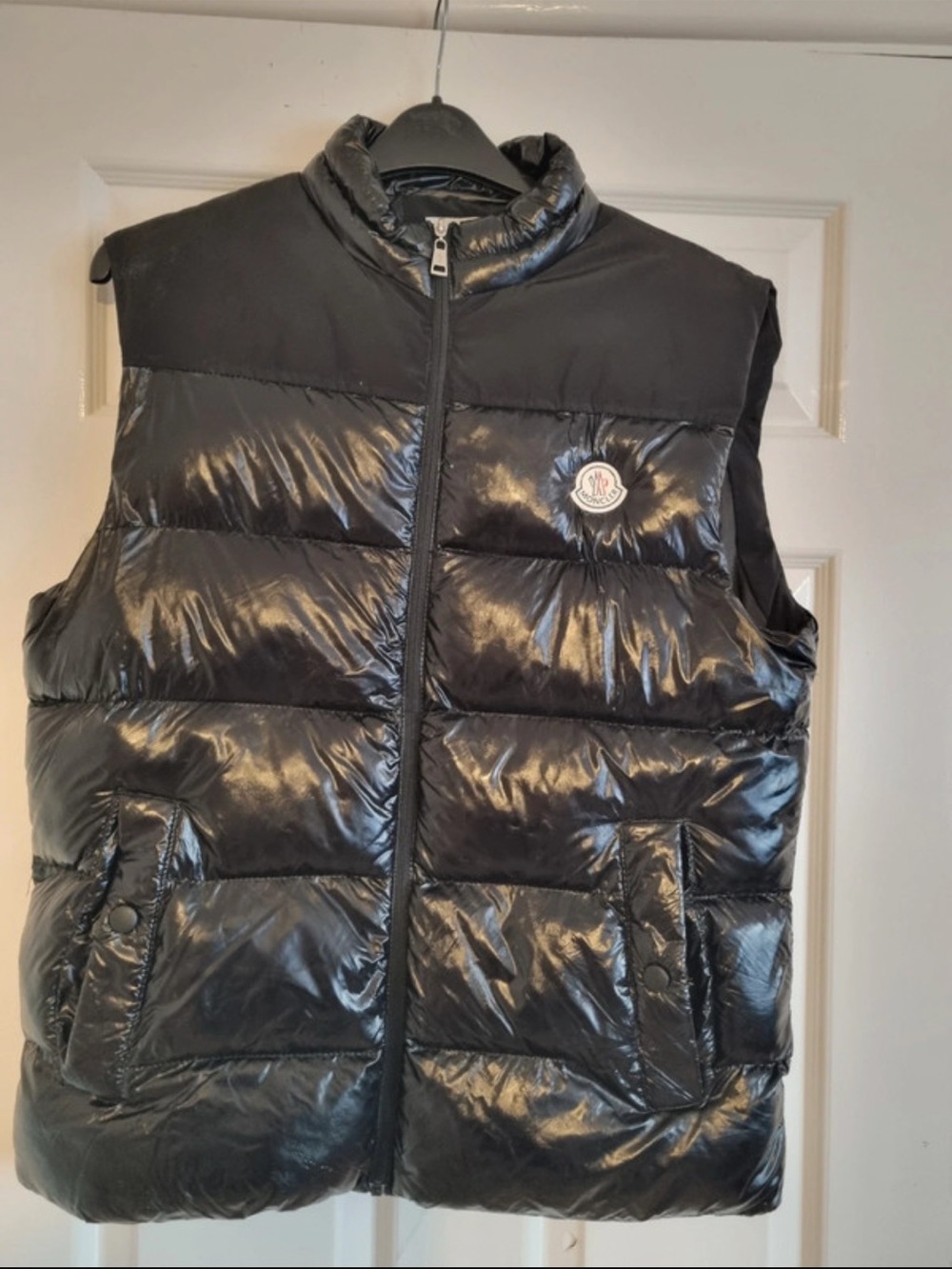 Moncler Glossy Black Quilted Down Vest - Men's